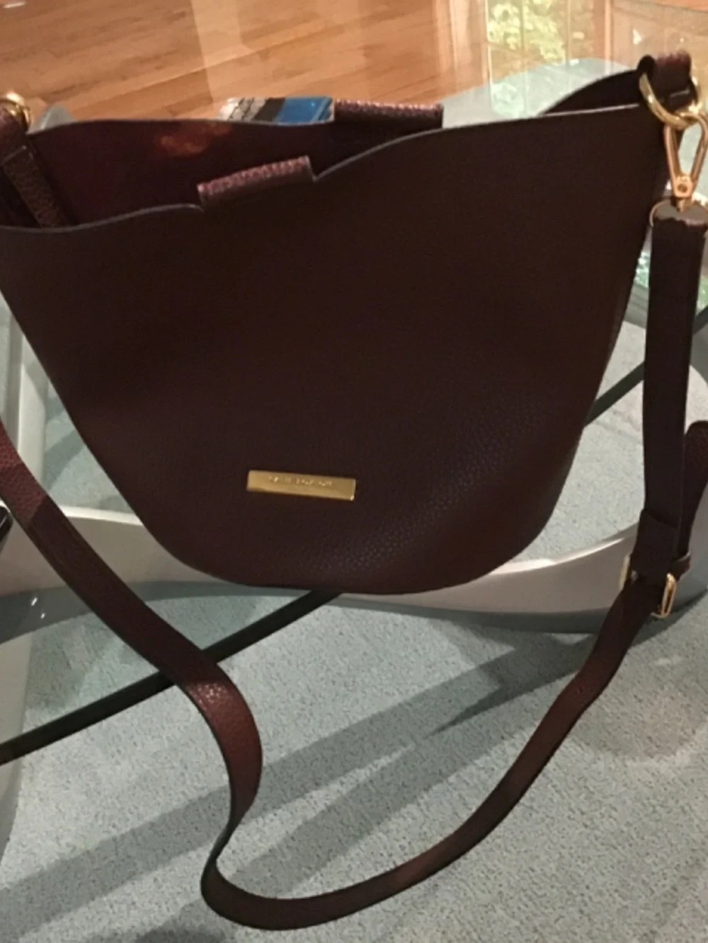 Kate Loxton London Burgandy Leather Hobo Bag Crossbody Strap Adjustable